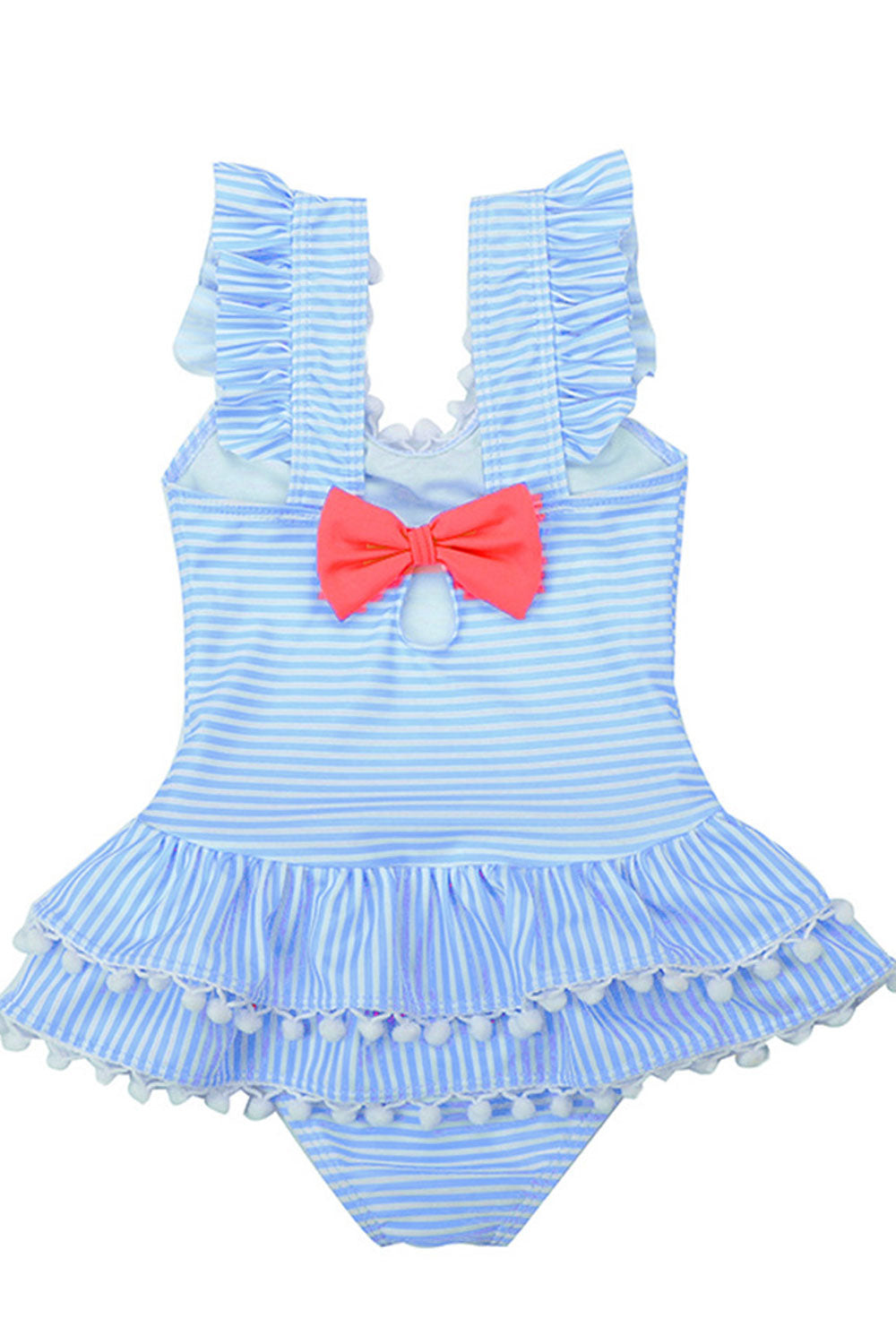 Baby Girls Ball Lace Bow Decoration Ruffled Sleeve One Piece Swimsuit