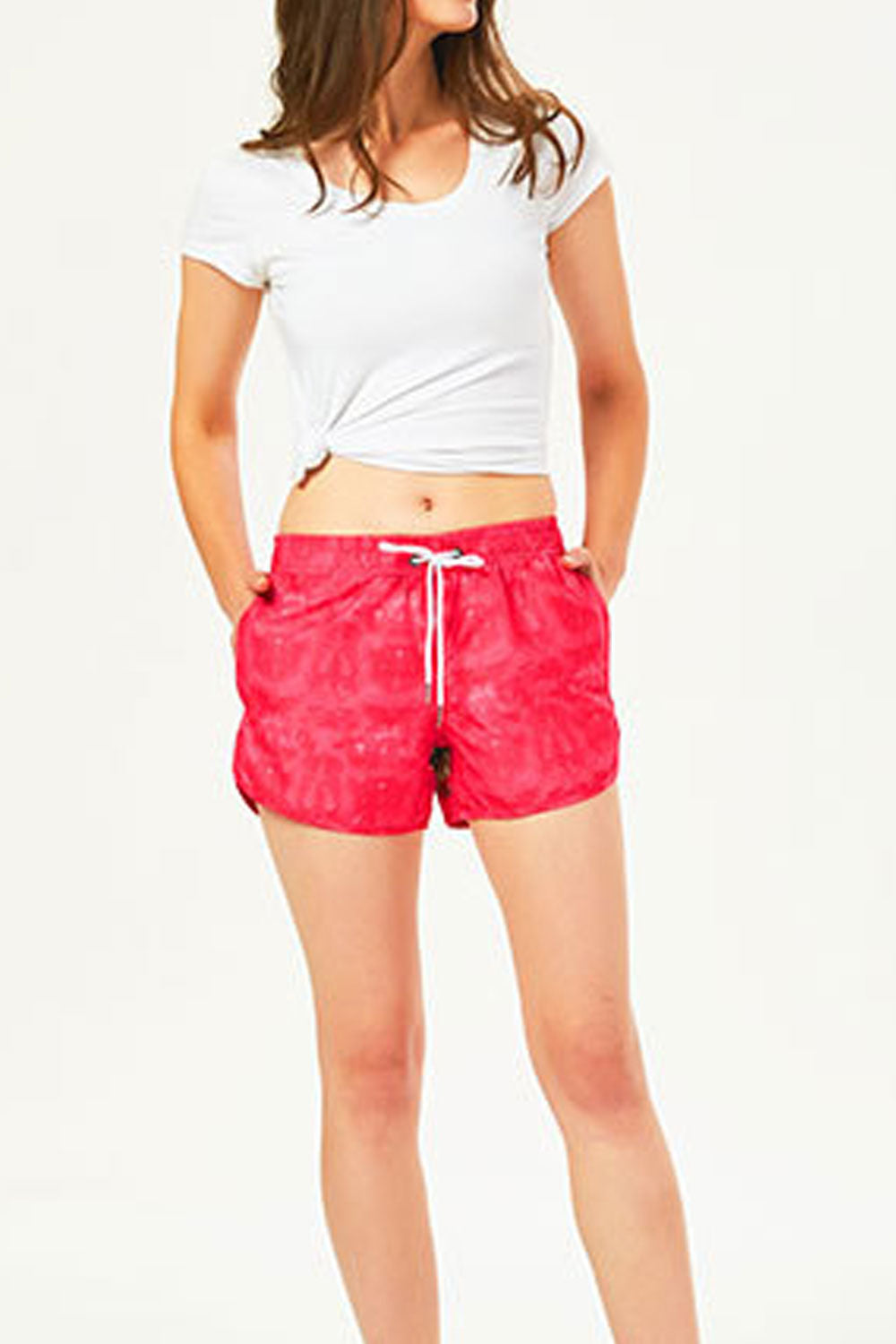 Women Colorful Dog Print Elastic Waist Summer Beach Short