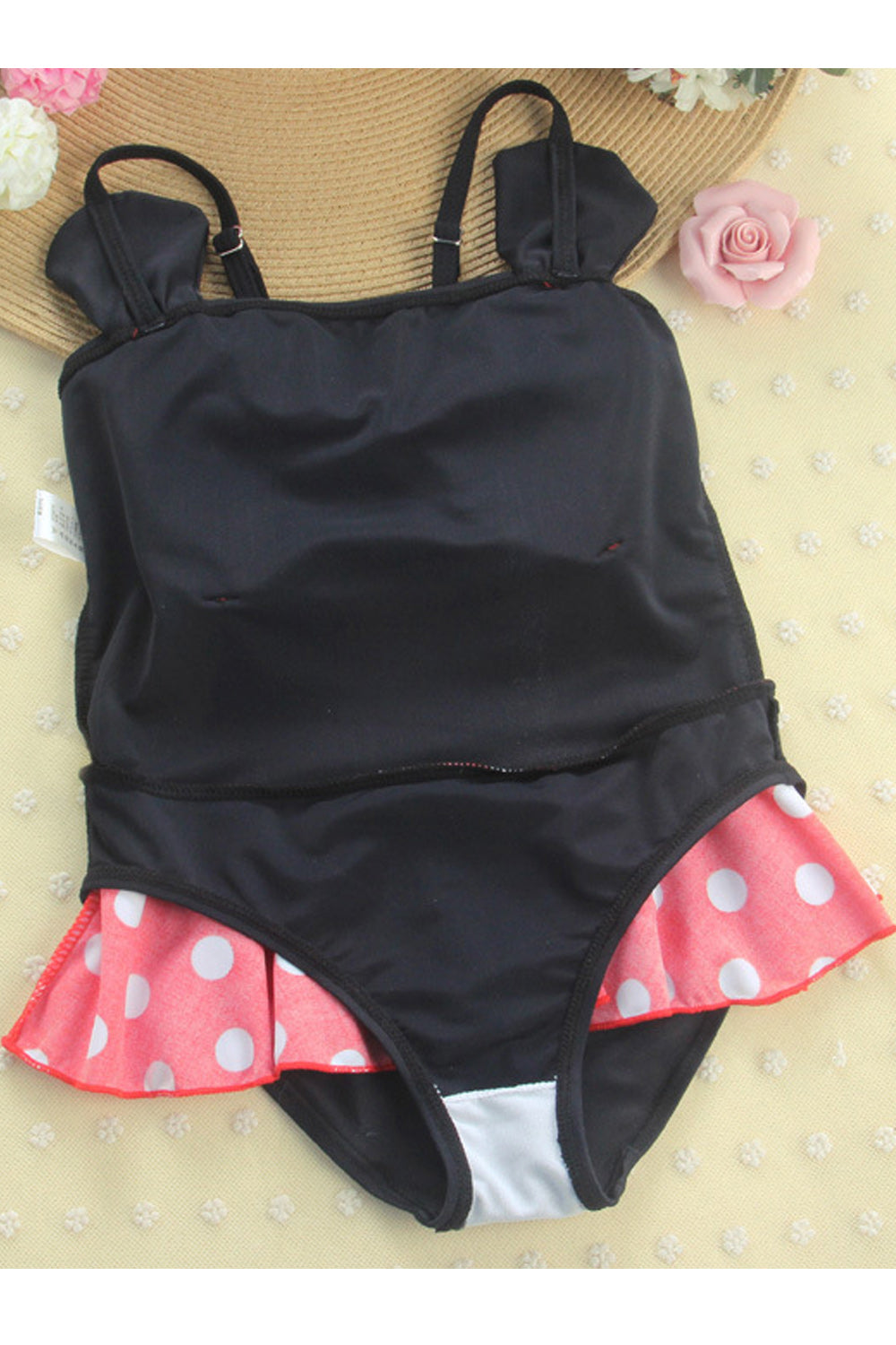 Baby Girls Big Bow Decorated Dot Printed Breathable Swimsuit