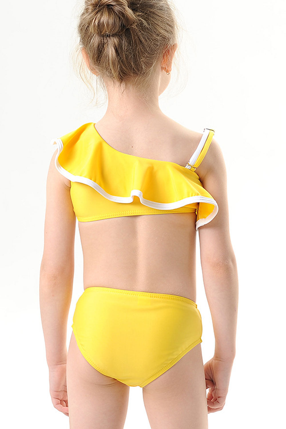Baby Girls Oblique Neck Adjustable Strap Two Piece Swimsuit