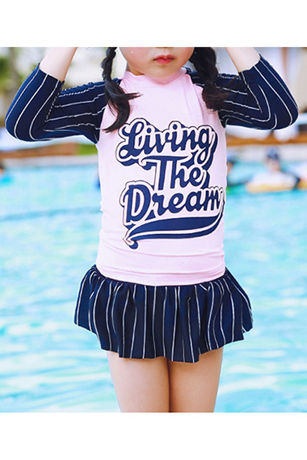 Toddler Girls Letter Printed Pattern Long sleeve Swimsuit
