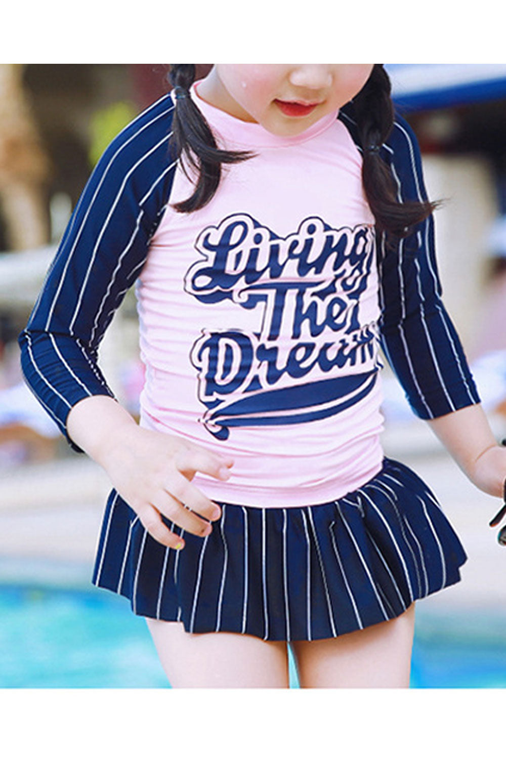 Toddler Girls Letter Printed Pattern Long sleeve Swimsuit