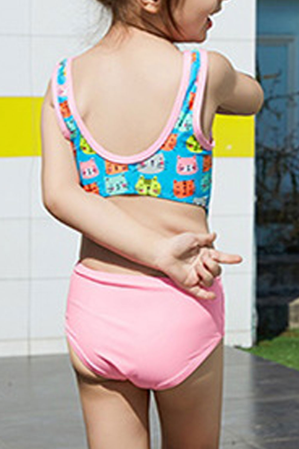 Toddler Girls Cat Printed One Piece Breathable Swimwear