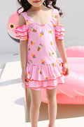 Toddler Girls Ruffles Layer One Piece Ice Cream Print Swimwear