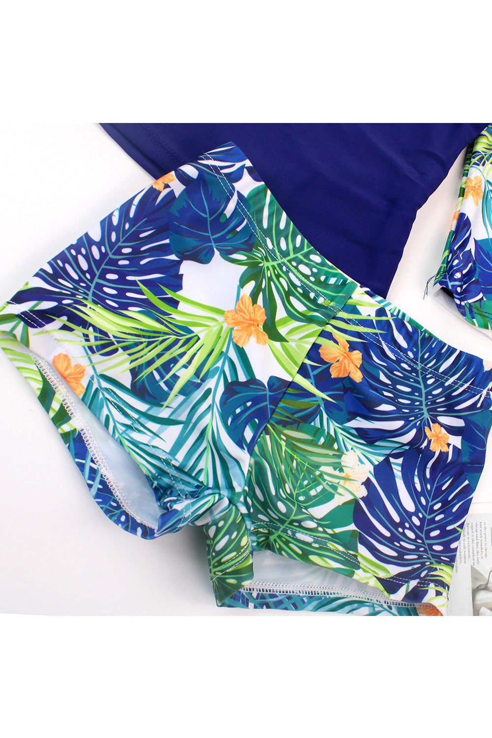 Baby Boys Floral Long Sleeve Elastic Waist Swimsuit Set