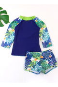 Baby Boys Floral Long Sleeve Elastic Waist Swimsuit Set