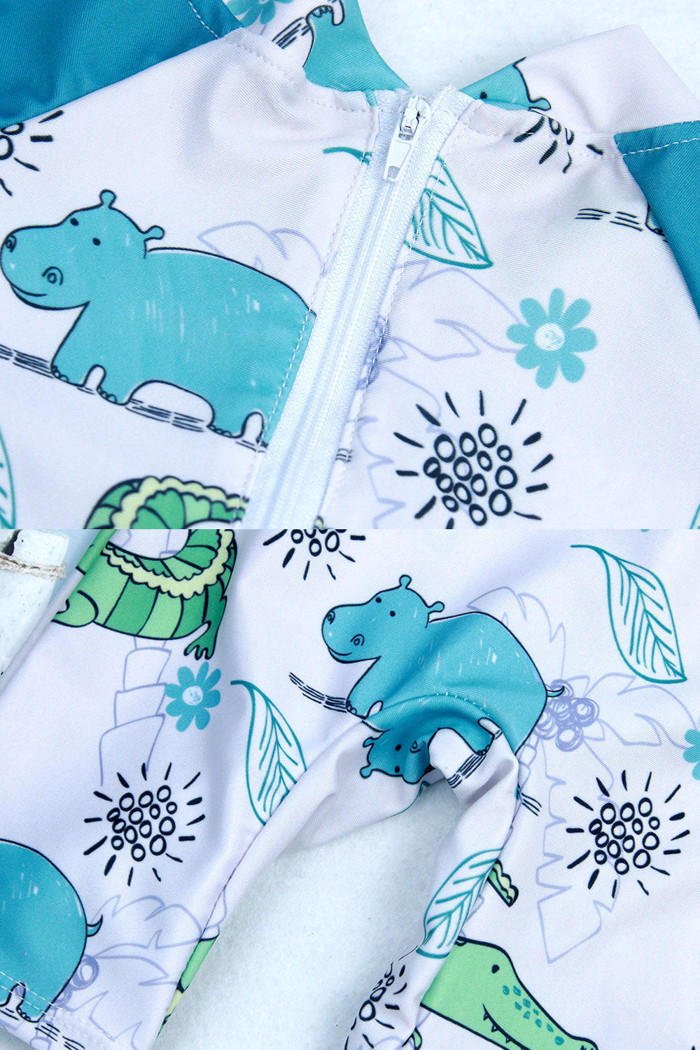Baby Boys Flexible High Neck Cartoon Pattern One Piece Swimsuit