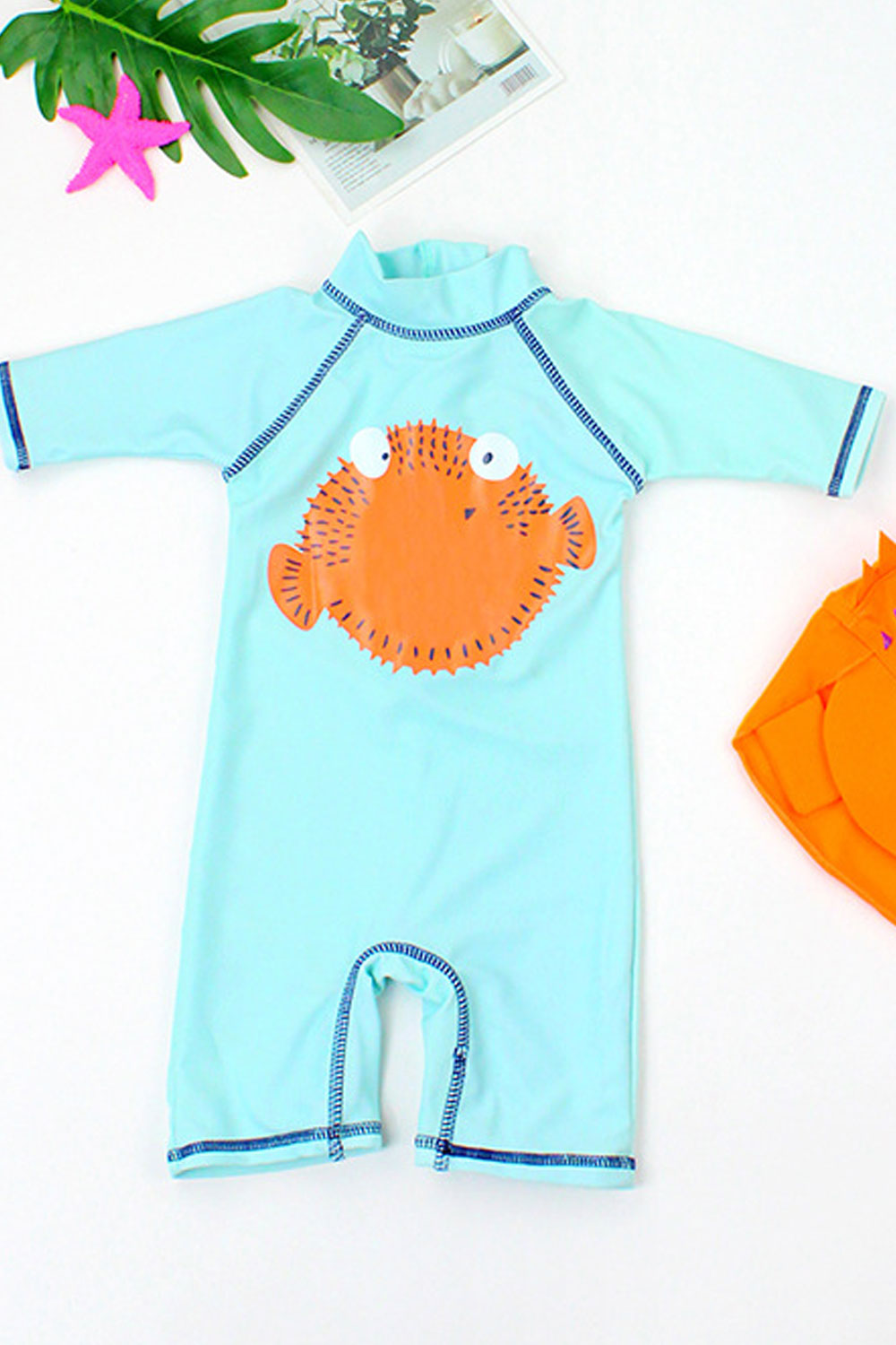 Toddler Boys Collar Neck Conjoined Swimwear