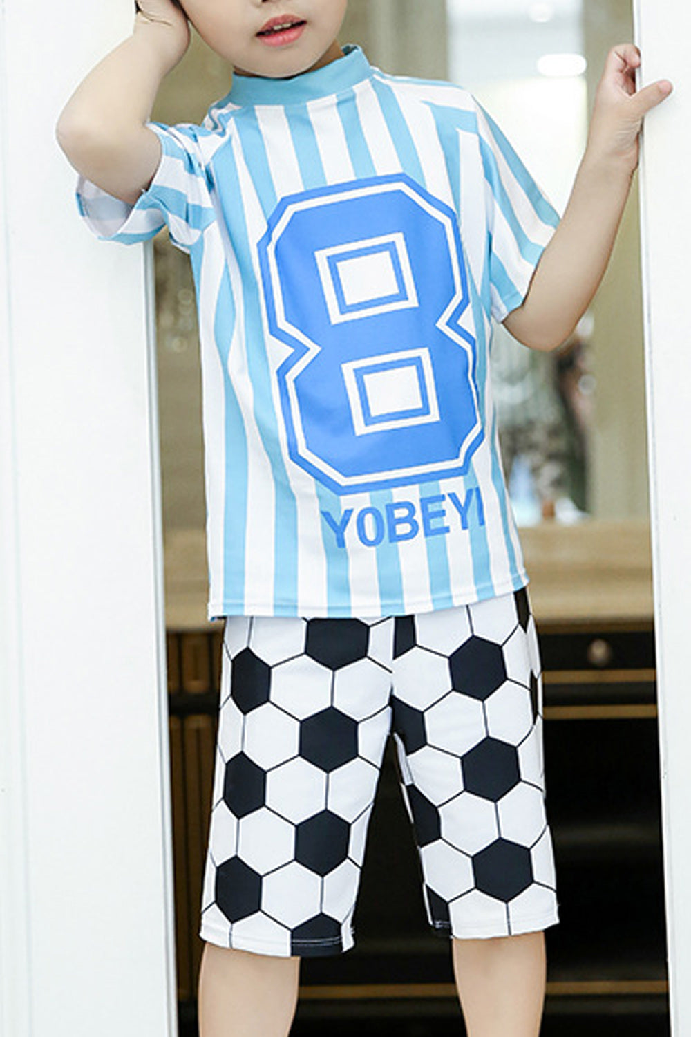 Baby Toddler Two Piece Printed Football Swimwear