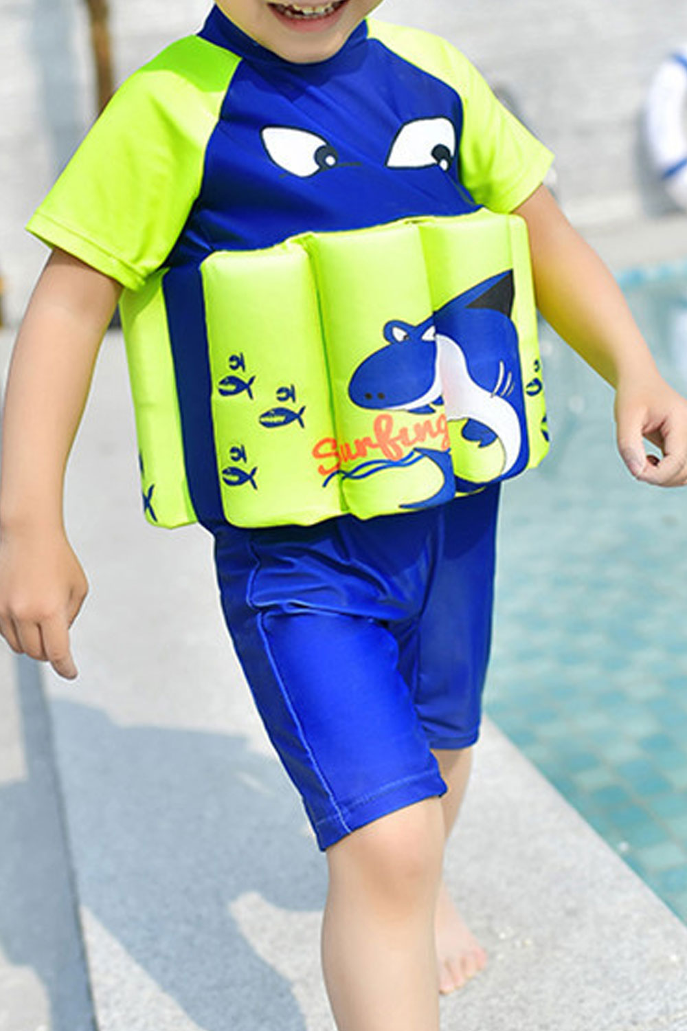 Toddler Boys One-Piece Zipper Collar Neck Swimwear