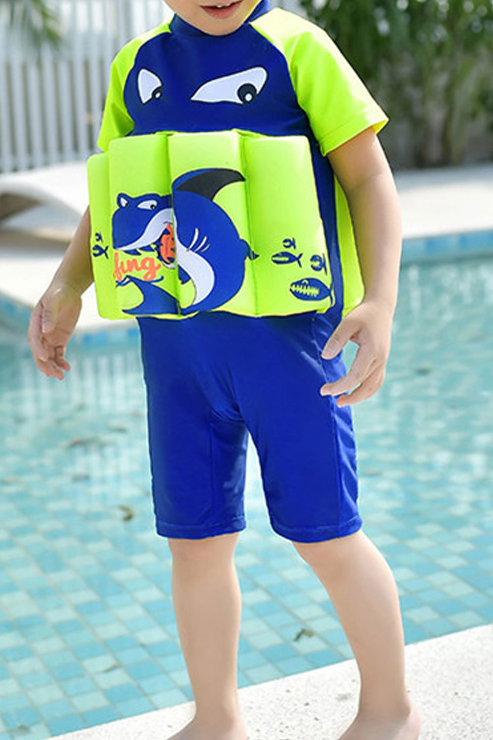 Toddler Boys One-Piece Zipper Collar Neck Swimwear
