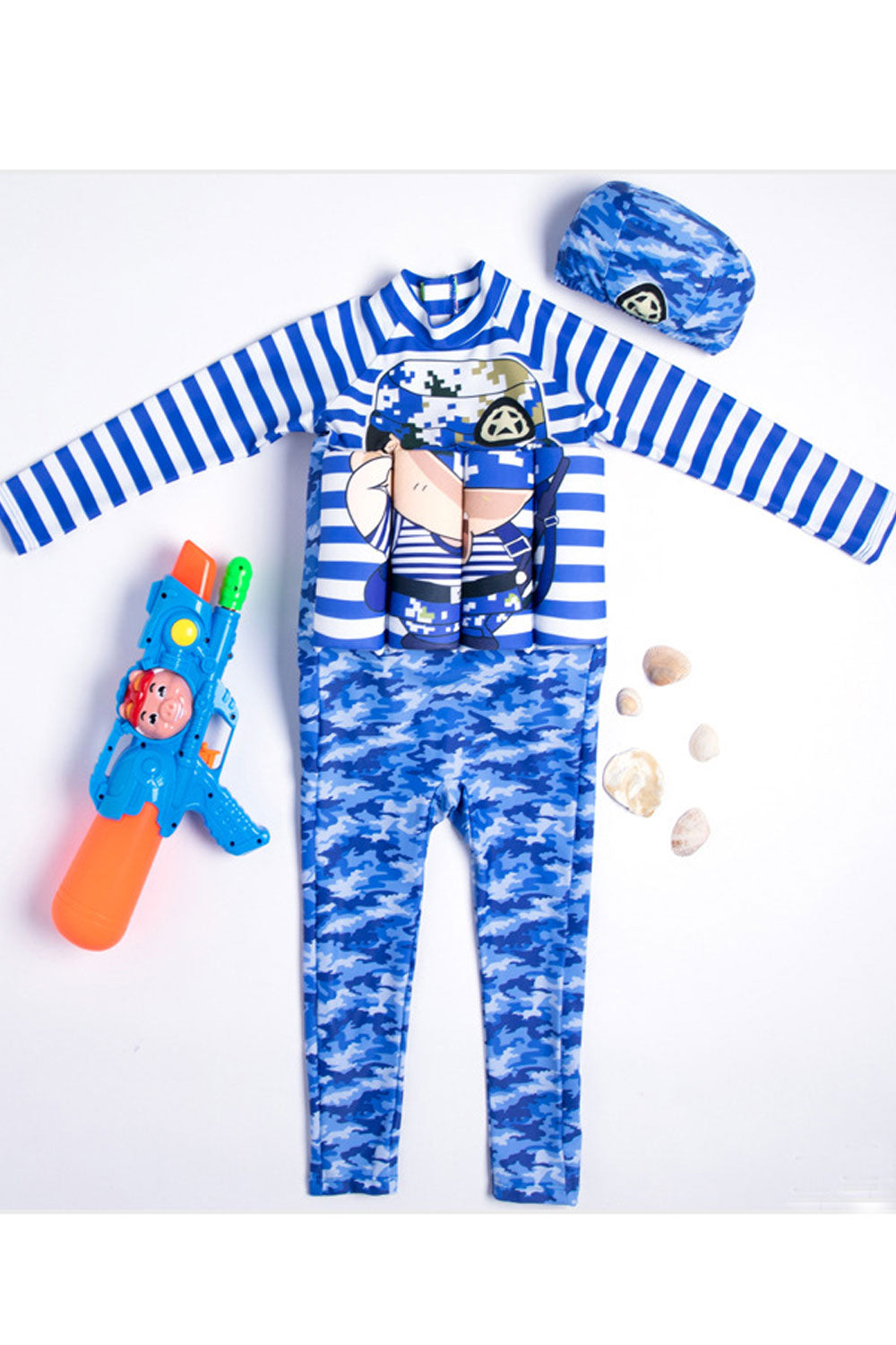 Baby Toddler Swimming Cap Stripe Camouflage Swimwear