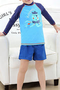 Kids Elasticated Tie Waist Long Sleeve Octopus Printed Swimsuit Set