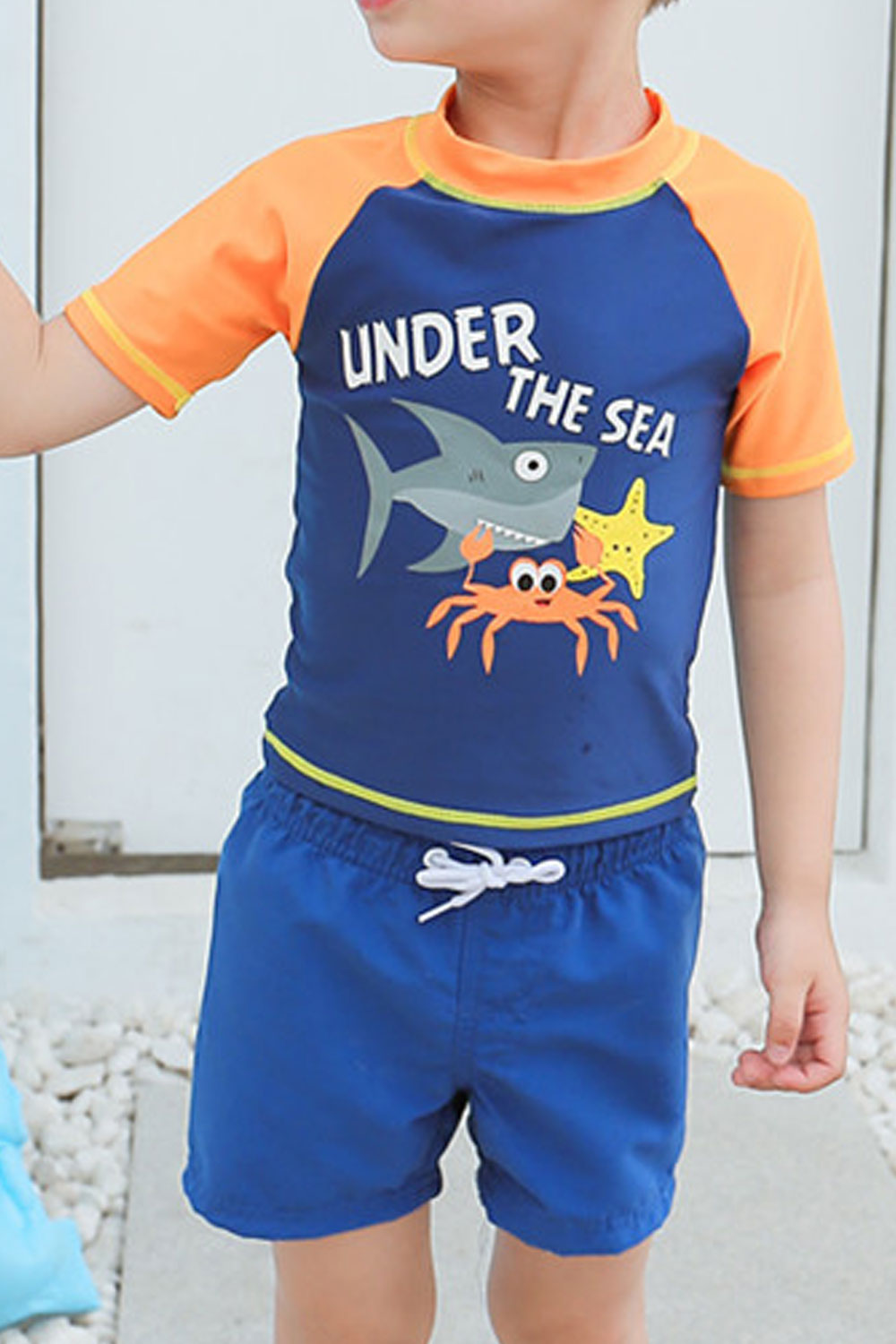 Kids Cartoon Printed Short Sleeve Tie Waist Swimsuit Set