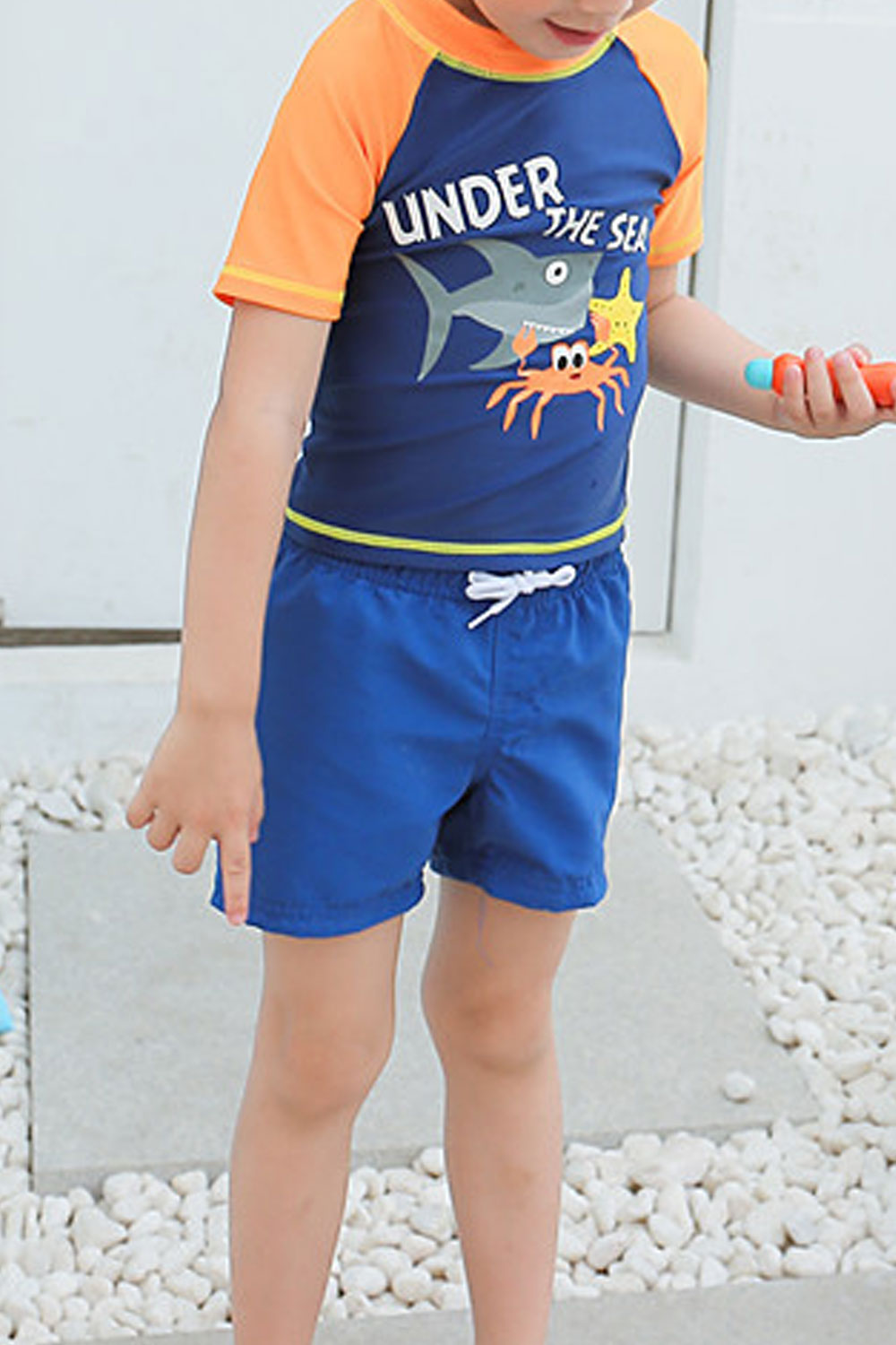 Kids Cartoon Printed Short Sleeve Tie Waist Swimsuit Set
