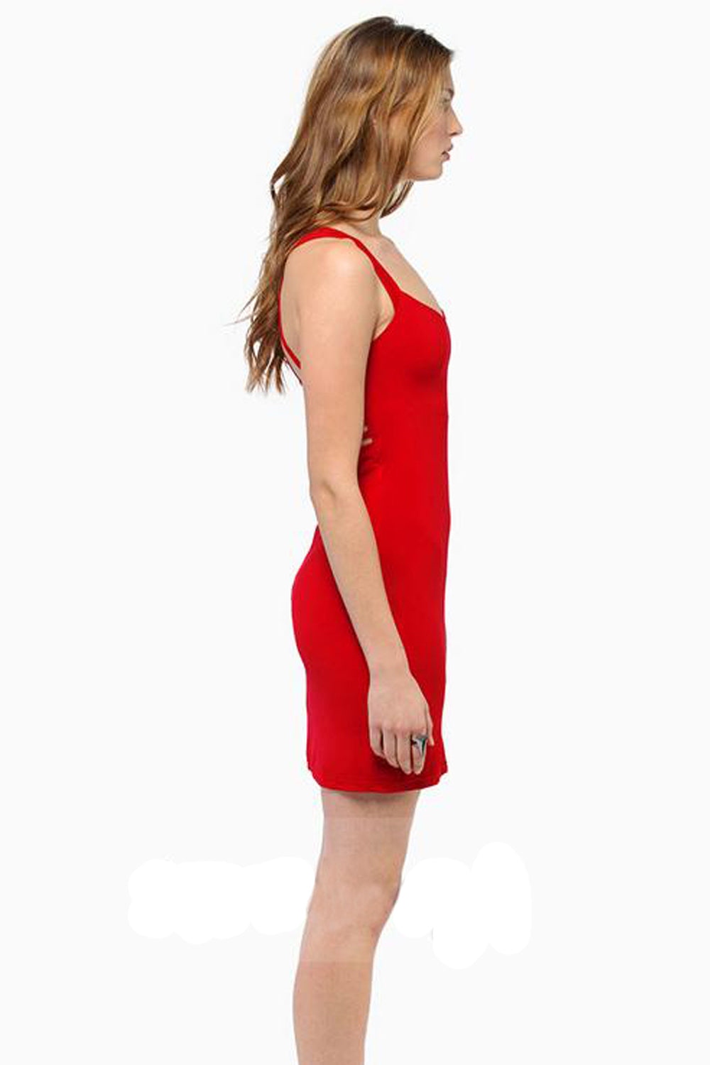 Women's Sling Back Stretch Mesh Stitching Round Neck Tank Dress Red