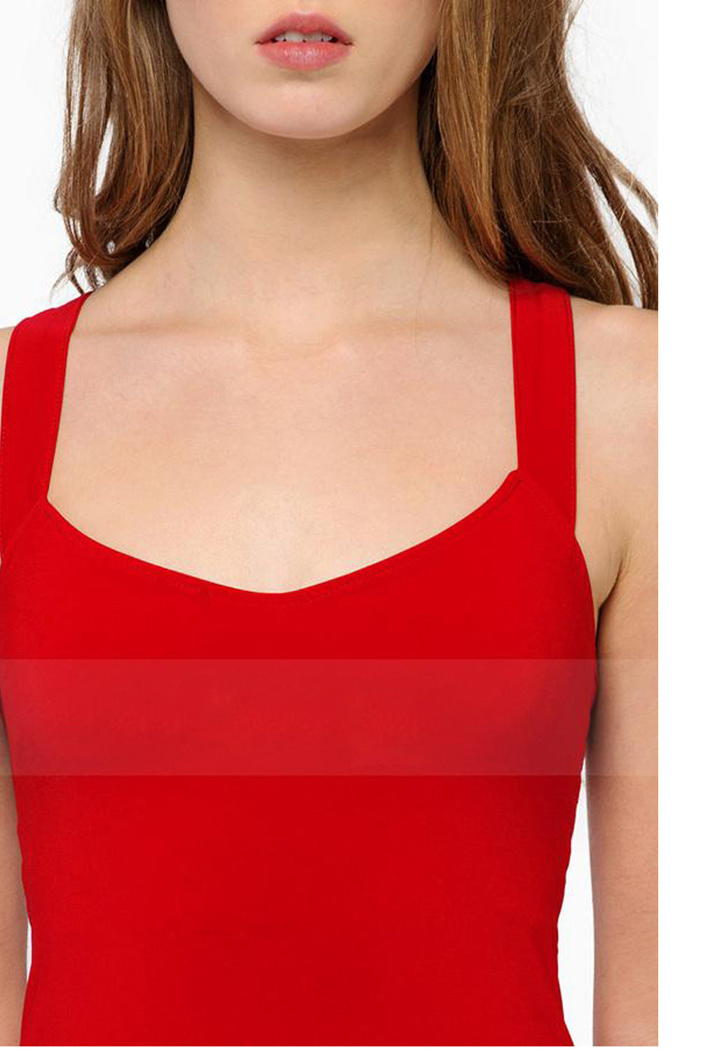 Women's Sling Back Stretch Mesh Stitching Round Neck Tank Dress Red