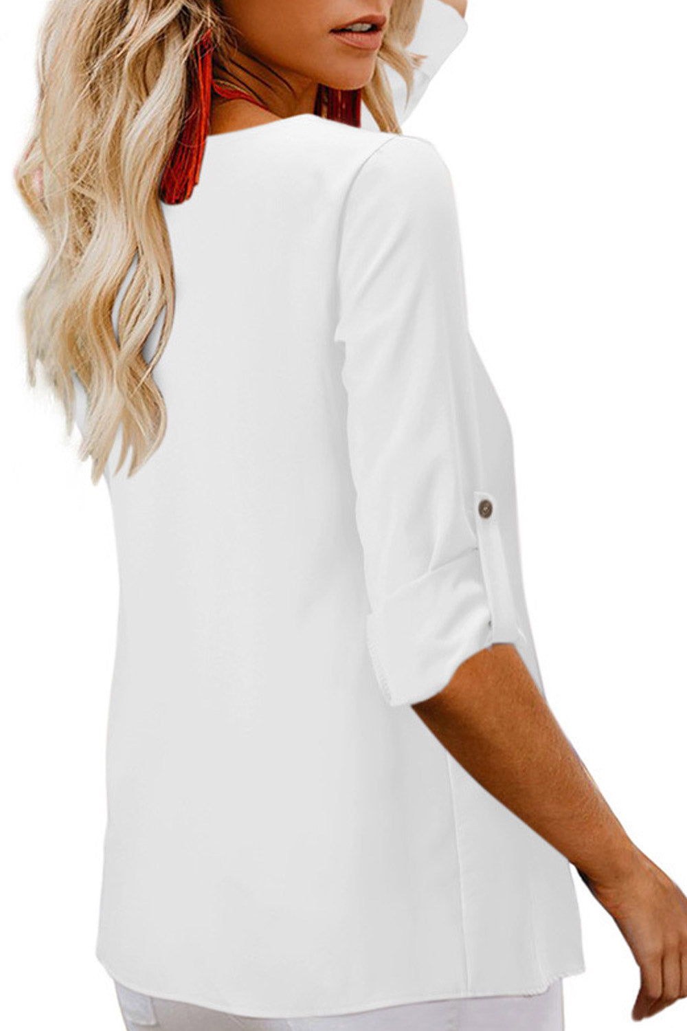 Women V-Neck Loose Buttons Summer Top