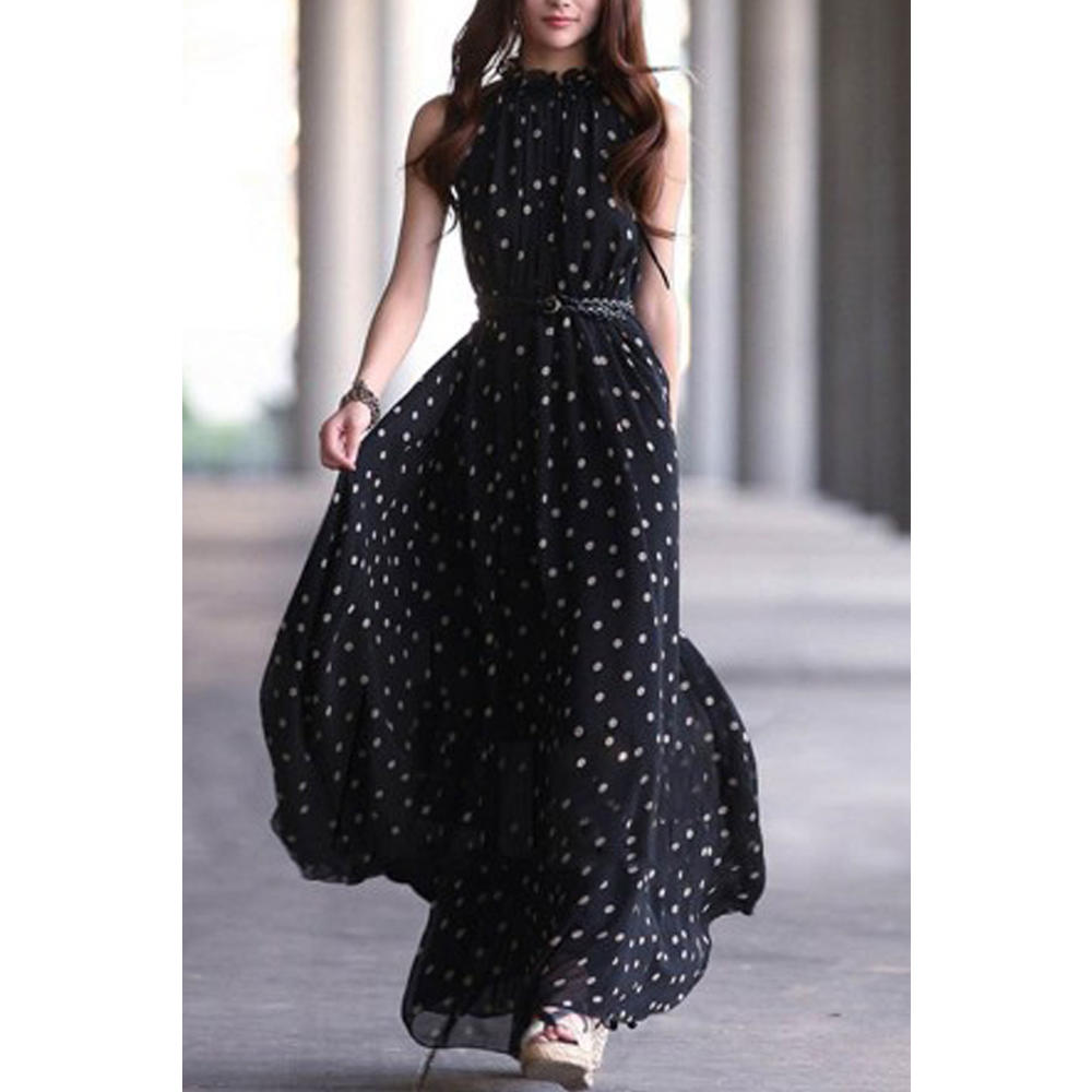 Women Wave Point Collar Swing Dress