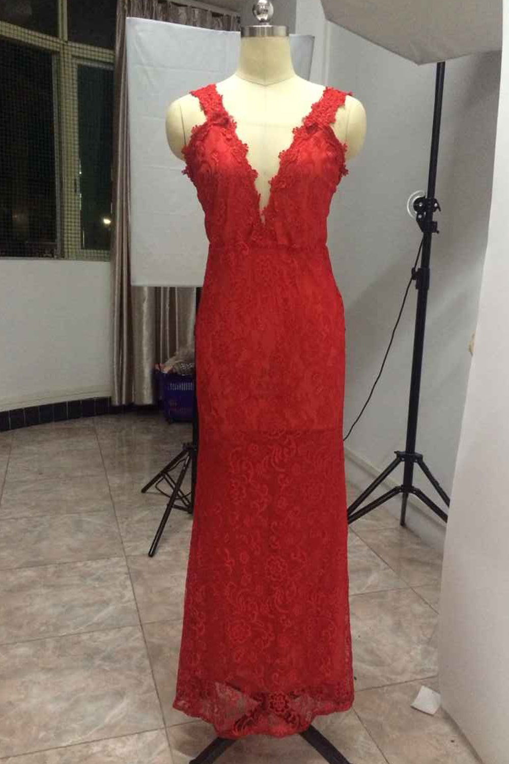 Women Special Occasion Lace Dress Red