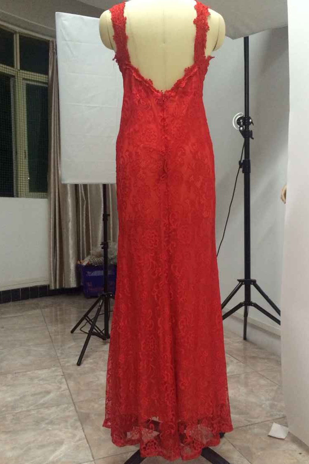 Women Special Occasion Lace Dress Red