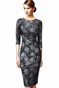 Women V-Neck Half Sleeves Wrap Bust Lace Dress