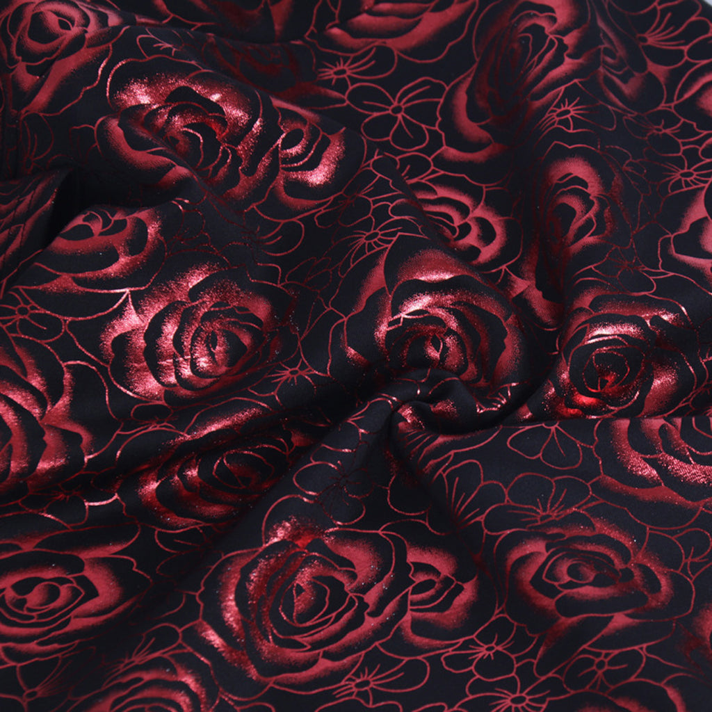 Women Round Neck Flower Printed Pencil Dress Red