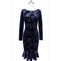 Women Retro Floral Embossed Tight Dress