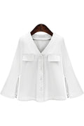 Women V-Neck Button Down Stylish Summer Shirt