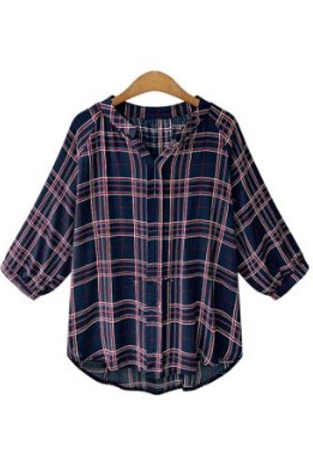 Women Small Collar Neck Stripes Shirt