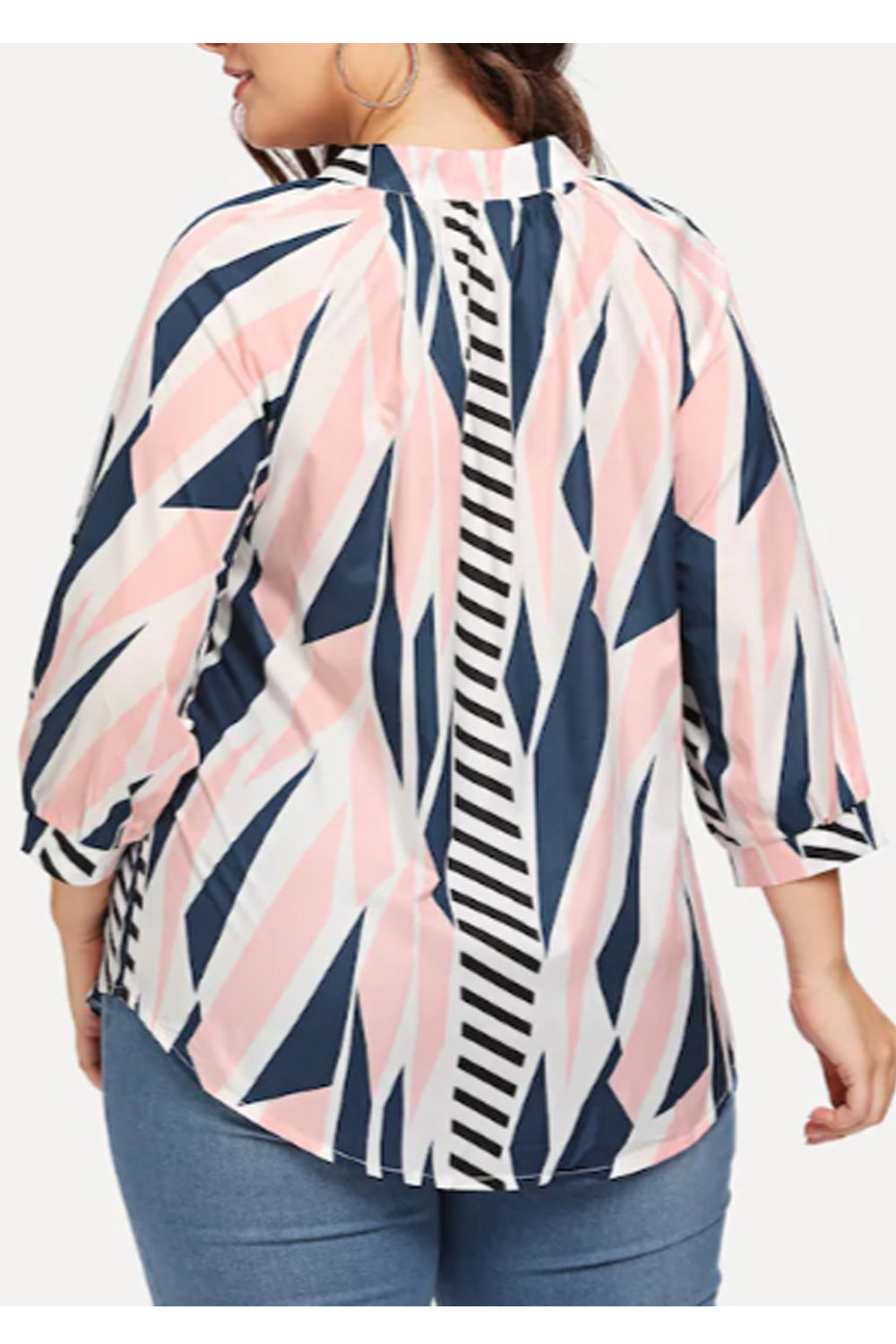 Women Small Collar Neck Stripes Shirt