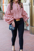Women Plaid Pattern Long Sleeve Button Closure Shirt