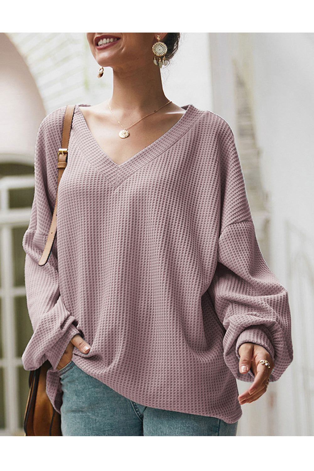 Women Solid Colored V-Neck Style Shirt