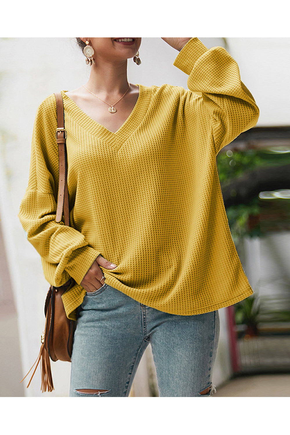 Women Solid Colored V-Neck Style Shirt