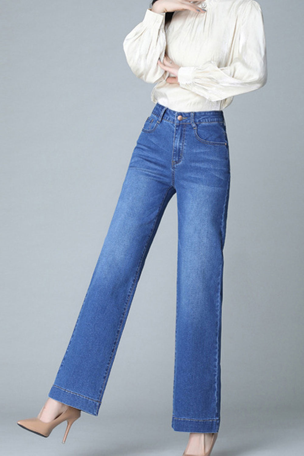 Women Fit Bottom Straight Stylish Jeans