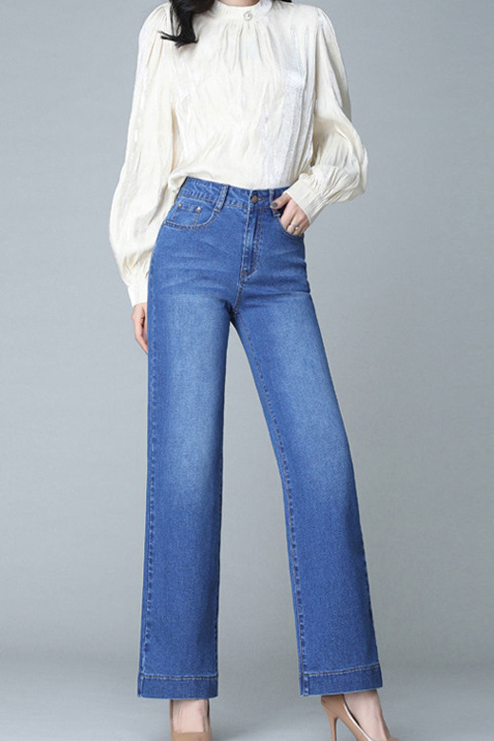 Women Fit Bottom Straight Stylish Jeans