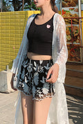 Women Flared Sleeve Lace Decorated Beach Cover-Up