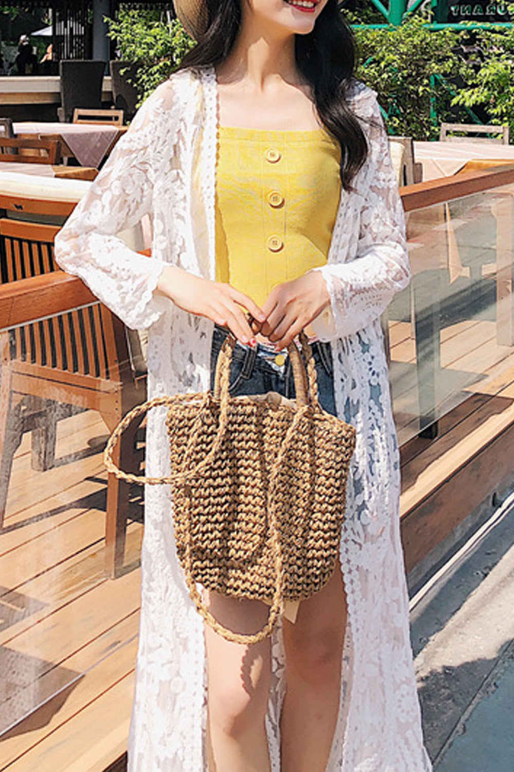 Women Stylish Lace Embroidered Full Length Beach Cover-Up