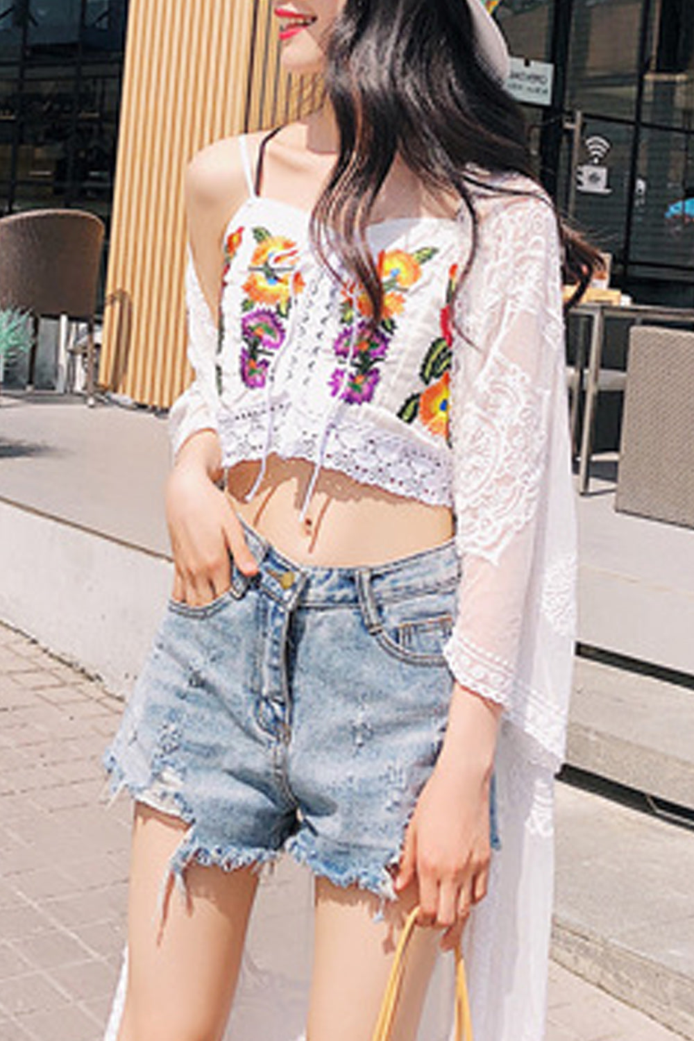 Women Beautiful Hollow Embroidered Breathable Beach Cover-Up