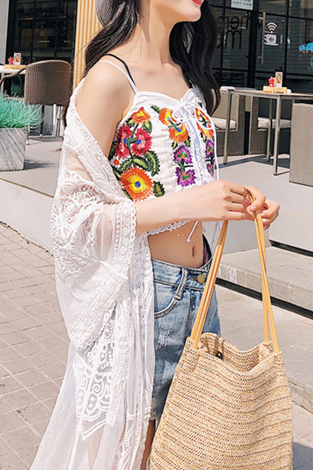 Women Beautiful Hollow Embroidered Breathable Beach Cover-Up
