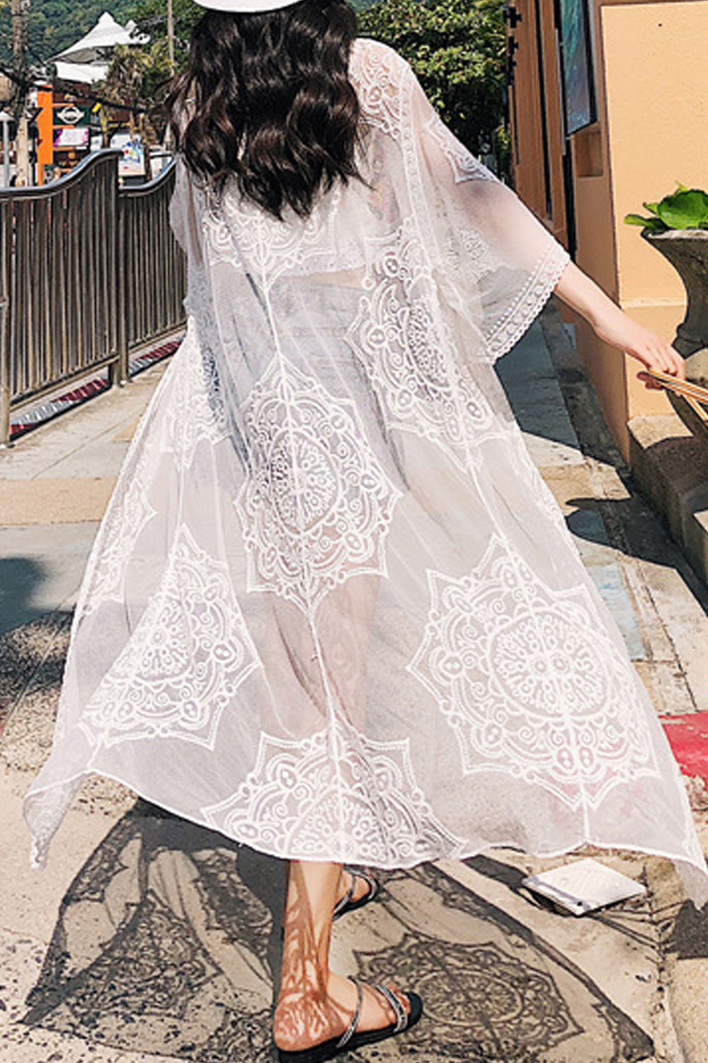 Women Beautiful Hollow Embroidered Breathable Beach Cover-Up