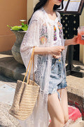 Women Beautiful Hollow Embroidered Breathable Beach Cover-Up
