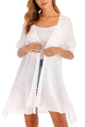 Women Elegant Solid Colored Breathable Short Sleeve Cover-Up