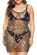 Women Strap Neck Stylish Embroidered Cover-Up