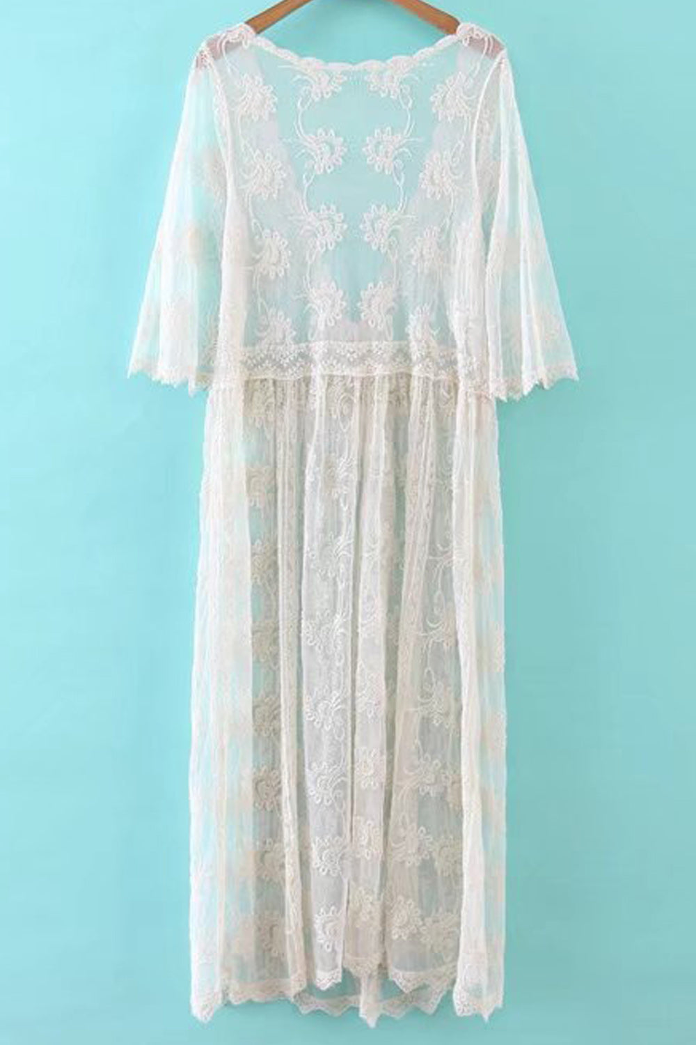 Women Tie Waist Solid Colored Light Weight Beach Cover-Up