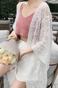 Women Pretty Hollow Lace Solid Colored Beach Cover-Up