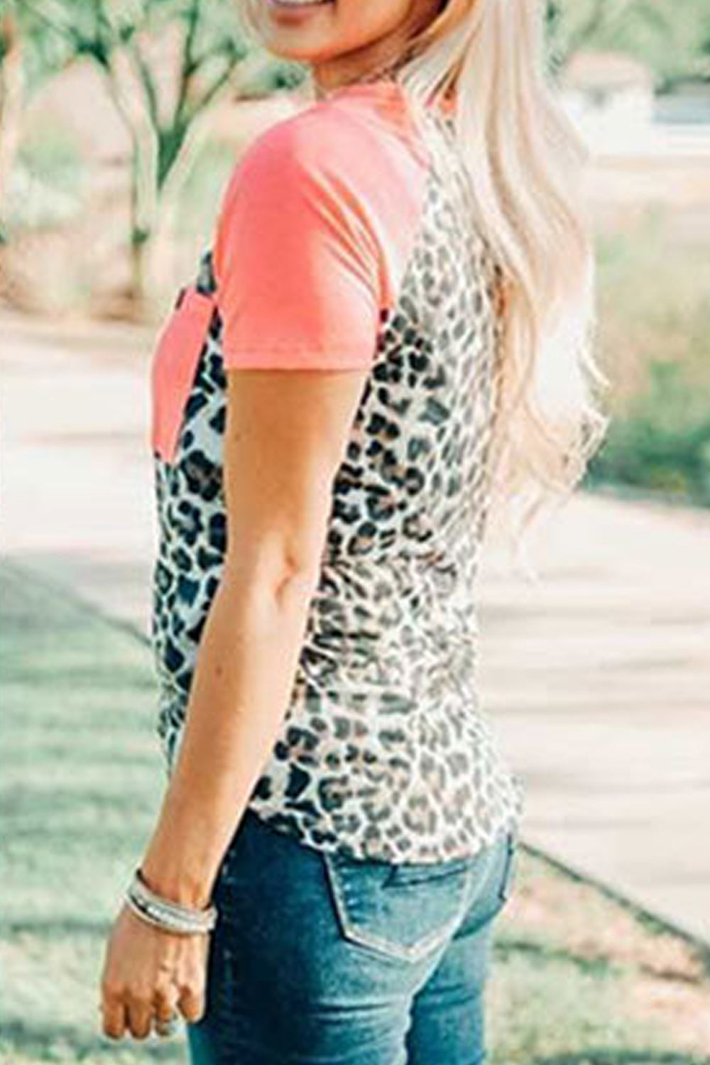 Women Pocket Styling Short Sleeve Leopard Printed Shirt