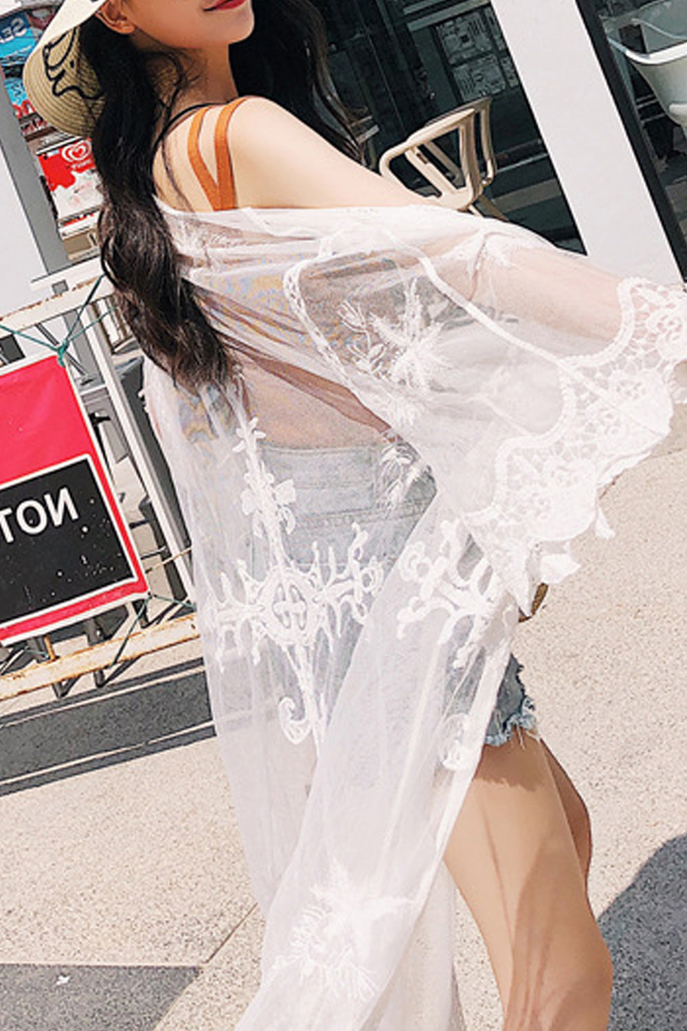 Women Pretty Embroidered Long Sleeve Breathable Cover-Up