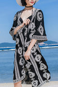 Women Hollow Lace Tie Knot Breathable Short Sleeve Cover-Up