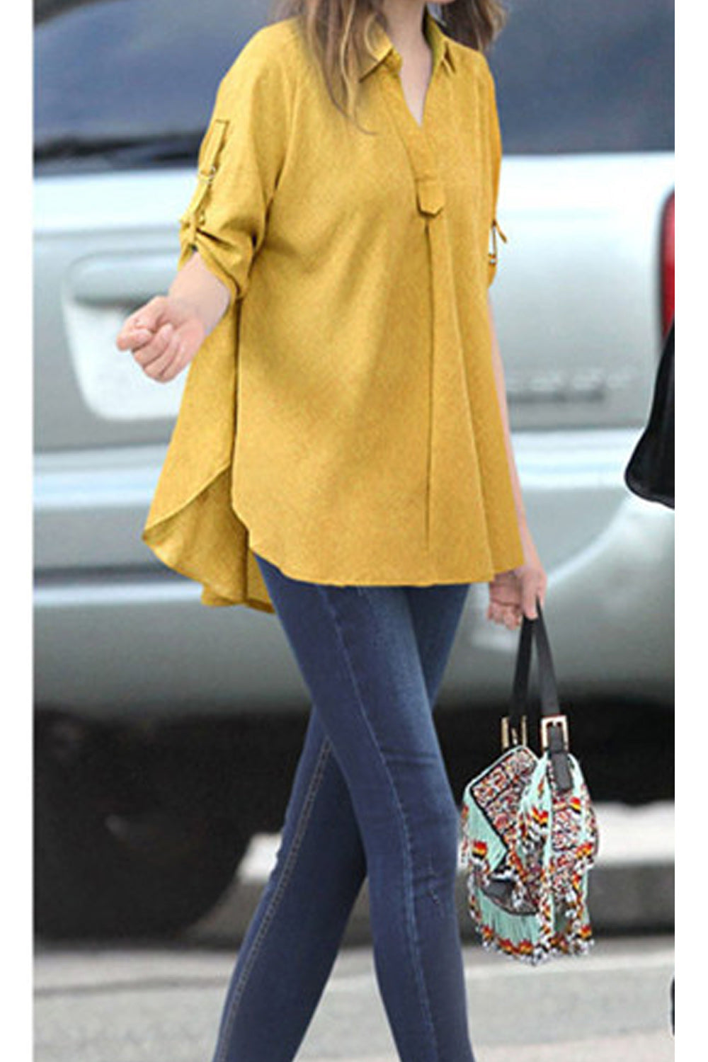 Women Collar Neck Loose Summer Shirt